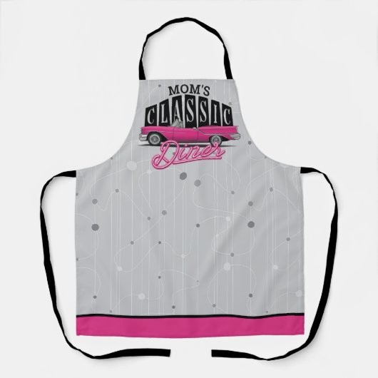 ママズディナー名前をカスタムするフェイクネオン50のクラシック エプロン (正面)
