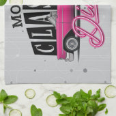 ママズディナー名前をカスタムするフェイクネオン50のクラシック キッチンタオル (折り畳み)