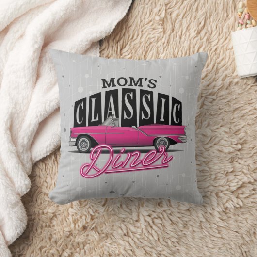 ママズディナー名前をカスタムするフェイクネオン50のクラシック クッション (ブランケット)
