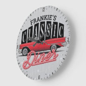 ママズディナー名前をカスタムするフェイクネオン50のクラシック ラージ壁時計 (傾斜)