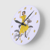 ママズバイクレディ ラウンド壁時計 (傾斜)