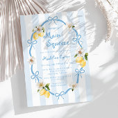 ママズメインスクイズレモンブルー弓ベビーシャワー 招待状