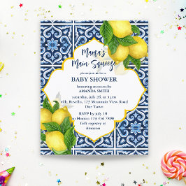 ママズメインスクイーズ赤ちゃんシャワーレモン招待状