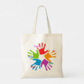 ママズリトルヘルパーカラフル手絵を描プリントアート トートバッグ (裏面)