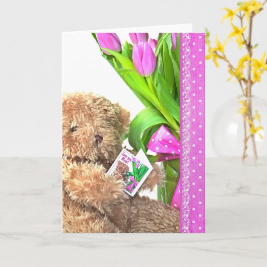 ママズ誕生日ベア カード (黄色い花)