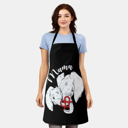 ママゾウかわいい母の日動物 エプロン (着用した状態)