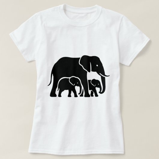 ママゾウのデザイン Tシャツ (デザイン正面)