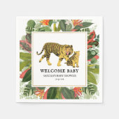 ママタイガーボタニカルフローラニュートラルベビーシャワー スタンダードカクテルナプキン (正面)