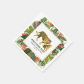 ママタイガーボタニカルフローラニュートラルベビーシャワー スタンダードカクテルナプキン (角)