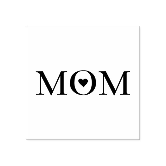 ママタイポグラフィとハート ラバースタンプ (インプリント)