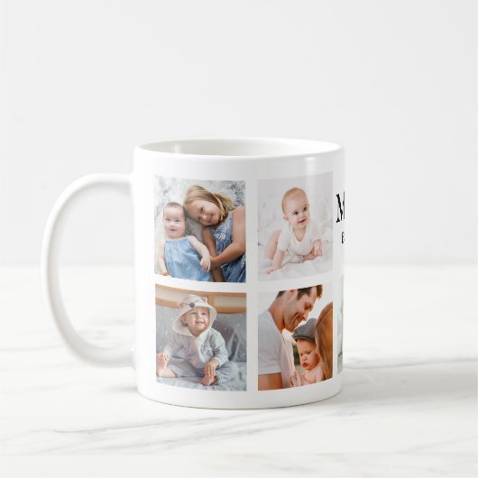 ママタイポグラフィファミリーフォトコラージュ コーヒーマグカップ (左)