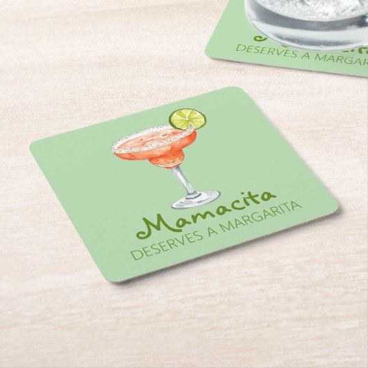 ママチタはマルガリタストロベリーマーグに値する スクエアペーパーコースター (アングル)