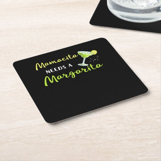 ママチタはマルガリータが必要 スクエアペーパーコースター (アングル)