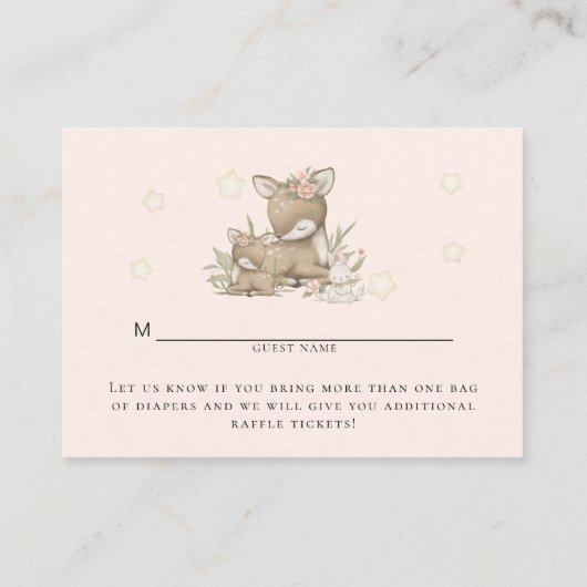 ママディアンファウンフローラウッドランドベビーガールシャワー エンクロージャーカード (裏面)