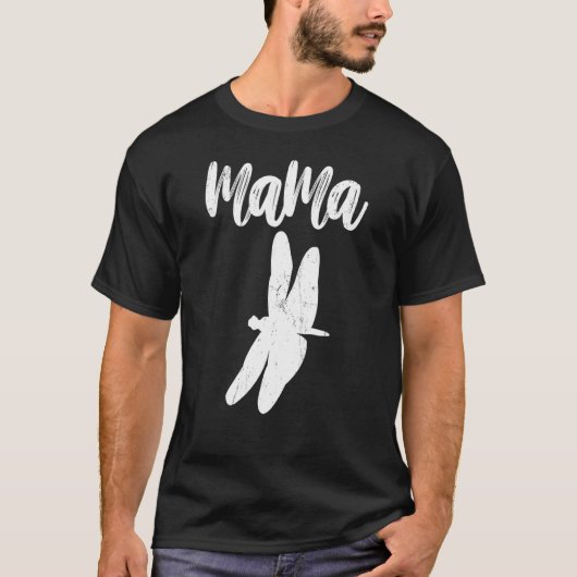 ママドラゴンフライヴィンテージアイディアお母さん Tシャツ (正面)