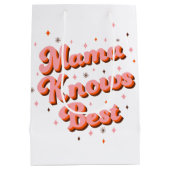 ママナウ最高のズピンクブラウンおもしろいレトロレタリング ミディアムペーパーバッグ (裏面)