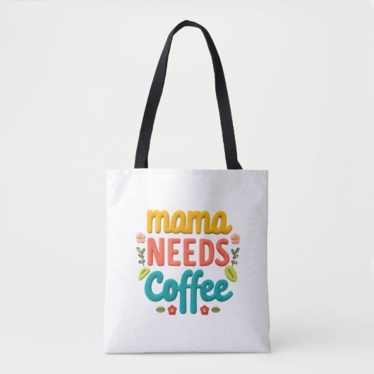 ママニーズコーヒー文字イラストレーション トートバッグ (正面)