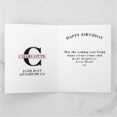 ママハッピーバースデーモノグラム名年ピンクラージ カード (内部)