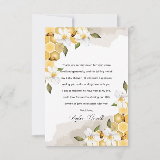 ママハビーフラワーアンドビーハニーミツベビー散水 サンキューカード (裏面)