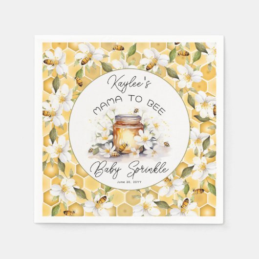 ママハビーフラワーアンドビーハニーミツベビー散水 スタンダードカクテルナプキン (正面)
