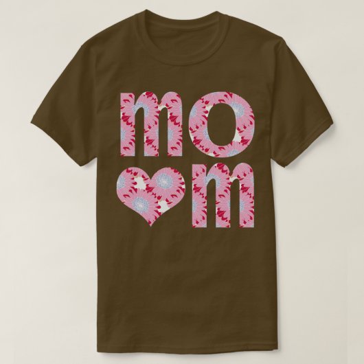 ママハートフローラアートタイポグラフィ Tシャツ (デザイン正面)