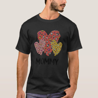 ママハートレオパードVlentines Day Boys Girl Tシャツ