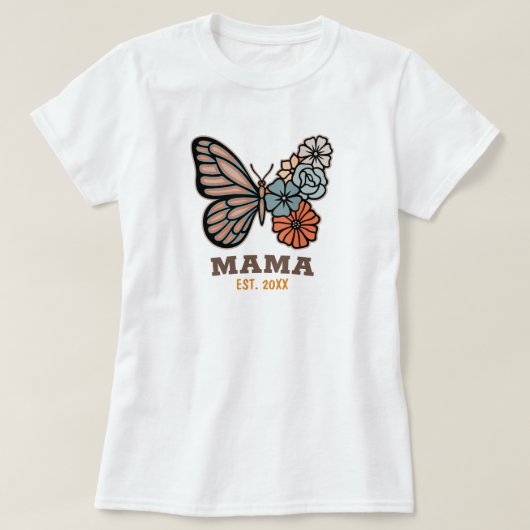 ママバタフライと年のエスト。一致する女性 Tシャツ (デザイン正面)