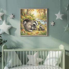 ママバッドガーと赤ちゃんの寝室 ポスター