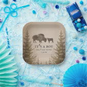 ママバッファローエバーグリーンボーイ赤ちゃんシャワー ペーパープレート (パーティー)