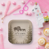 ママバッファローエバーグリーンボーイ赤ちゃんシャワー ペーパープレート (パーティー)