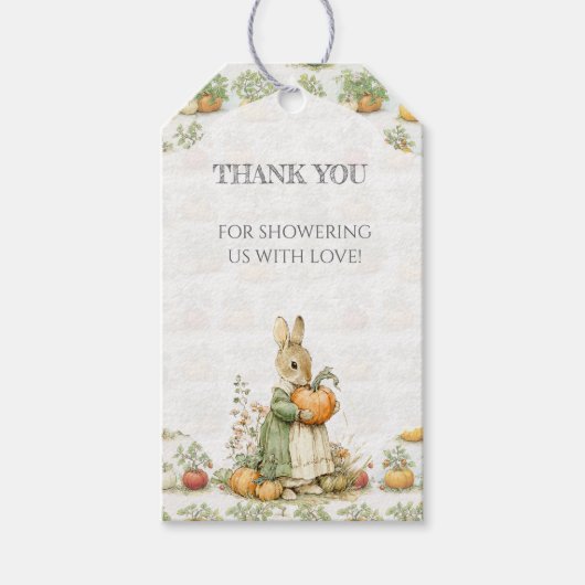 ママバニーとカボチャのベビーシャワー ギフトタグ (正面)