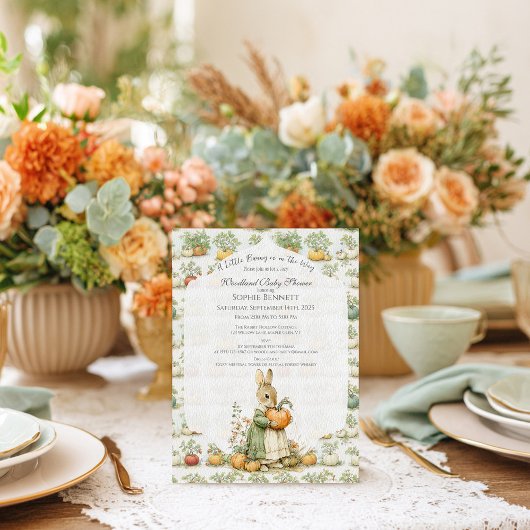 ママバニーとカボチャのベビーシャワー 招待状