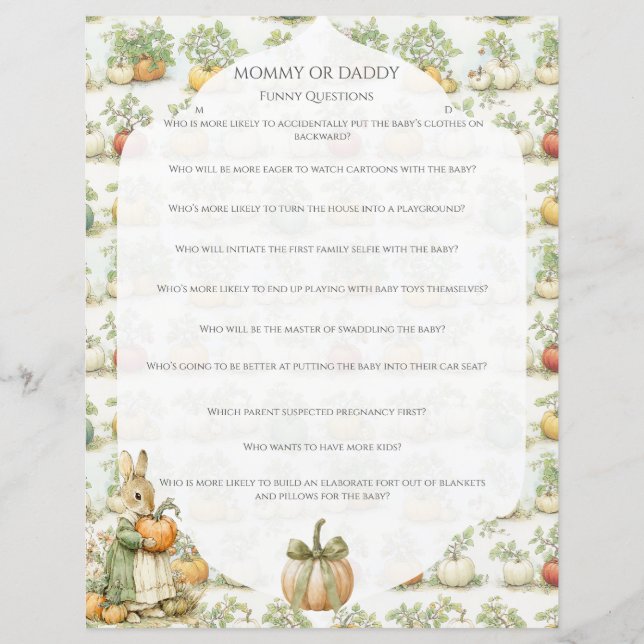 ママバニーとカボチャ赤ちゃんシャワーゲーム (正面)