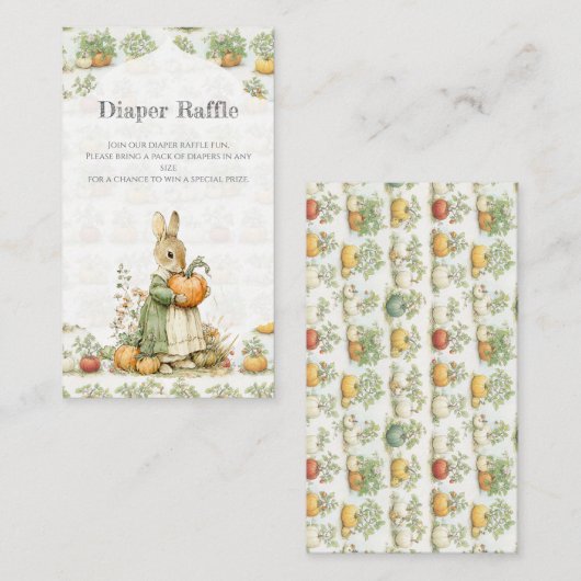 ママバニーとカボチャ赤ちゃんシャワー推理ゲーム エンクロージャーカード (正面/裏面)