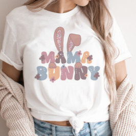 ママバニーイースターレトロ春フローラ Tシャツ