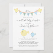 ママバード リトルチック 仮想赤ちゃん男の子シャワー 招待状 (正面)