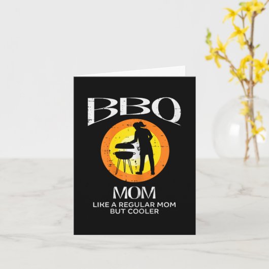 ママバーベククールー肉を焼く母親の日モム カード (黄色い花)
