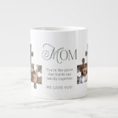 ママパズルピース3フォトコラージュ ジャンボコーヒーマグカップ (正面)