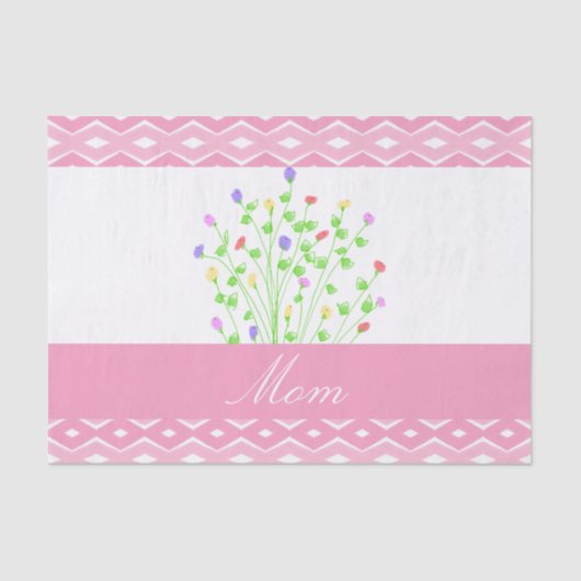 ママパターン（の模様が）ある用ピンクティッシュペーパー 薄葉紙 (正面)