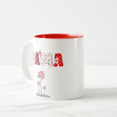 ママパッチワークハートマグカップ – かわいい母の日の贈り物 ツートーンマグカップ (正面左)