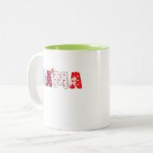 ママパッチワークマグ – かわいいカラフルハートデザイン ツートーンマグカップ (正面左)