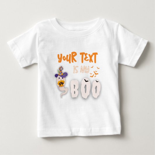 ママパパノナは私のブーかわいいハロウィーン白 ベビーTシャツ (正面)