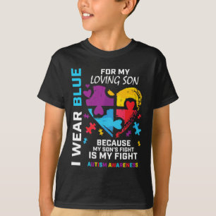 ママパパハートパズルI衣服ブルーfor My Son Autism Tシャツ