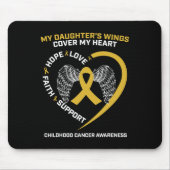 ママパパ女性男性羽の娘小児癌 マウスパッド (正面)