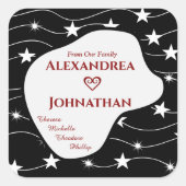 ママパパ子供たち家族のパーソナライズ スクエアシール (正面)