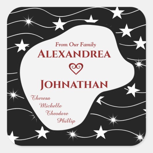 ママパパ子供たち家族のパーソナライズ スクエアシール (正面)