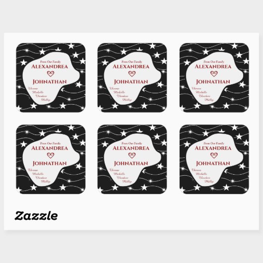 ママパパ子供たち家族のパーソナライズ スクエアシール (シート)