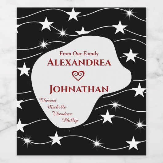 ママパパ子供たち家族のパーソナライズ ワインラベル (シングルラベル)