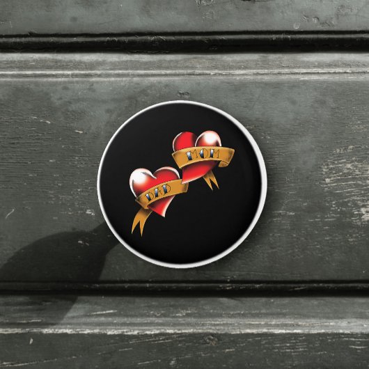 ママパパ赤いハートタトゥー セラミックノブ