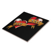 ママパパ赤いハートタトゥー タイル (側面)